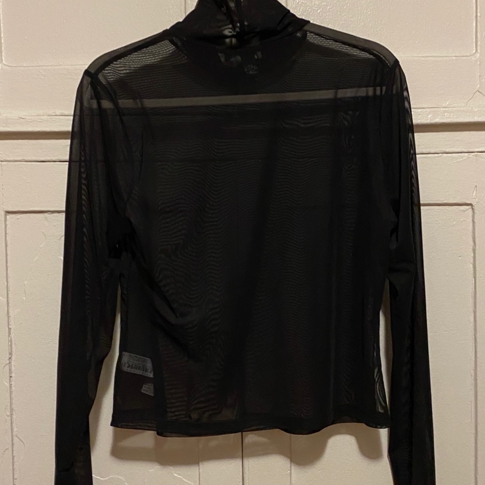 Mesh mock neck long sleeve